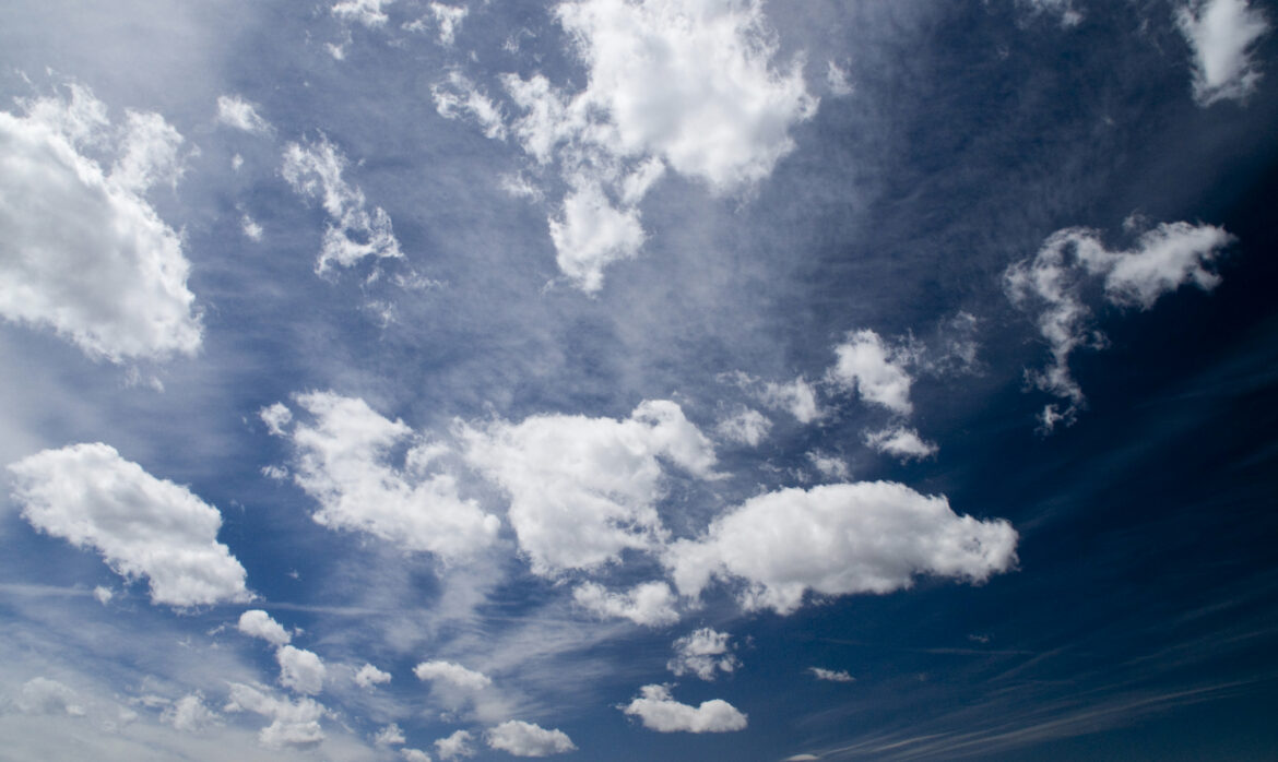 Clear Blue Sky & White Clouds Free Stock Photo