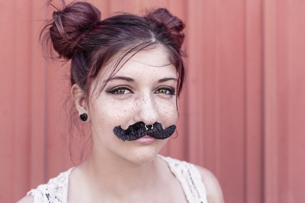 Woman With Moustache Free Stock Photo