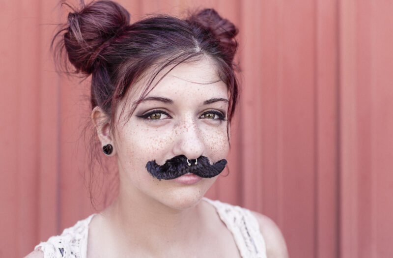 Woman With Moustache Free Stock Photo