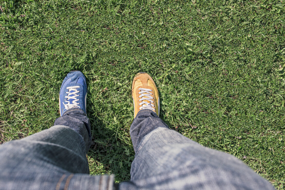 Yellow & Blue Sneakers Free Stock Photo