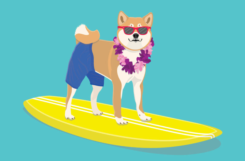 View Dog and Surfboard Free Stock Vector