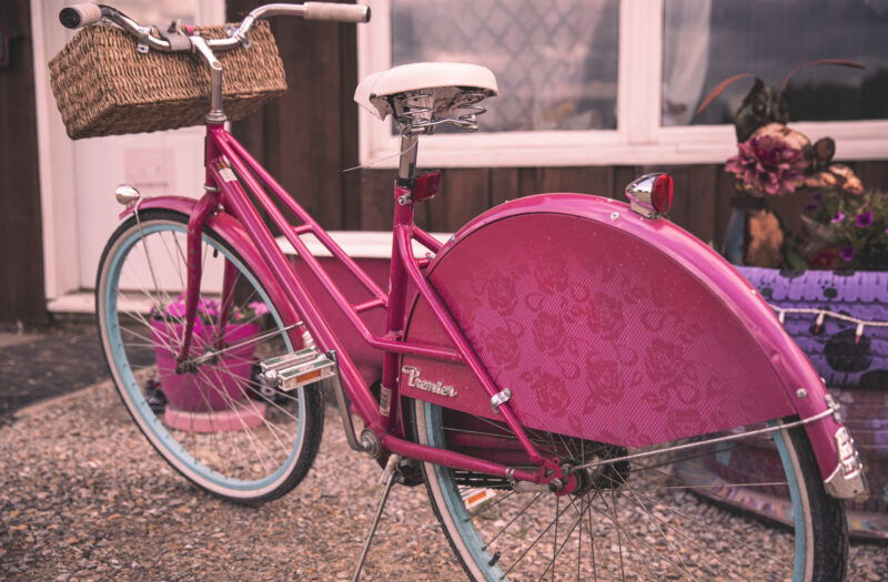 View Pink Retro Bicycle Free Stock Image
