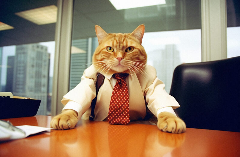 Cat Boss Office Free Stock Photo