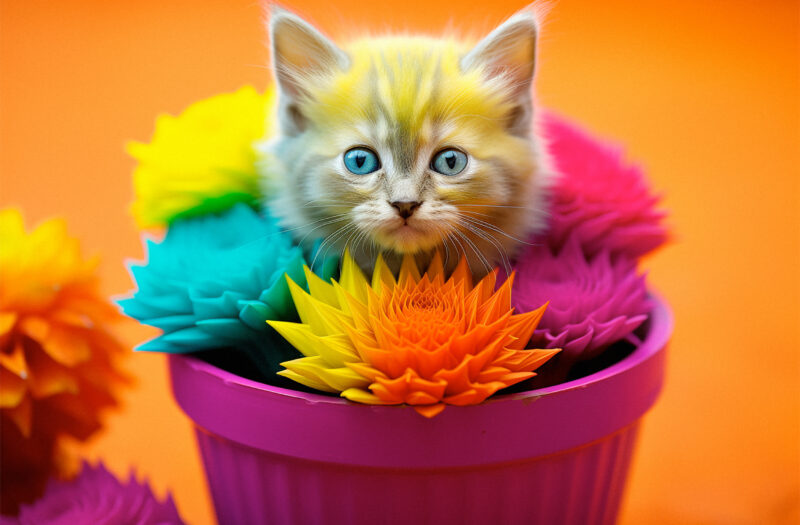View Rainbow Kitten Cat Free Stock Image