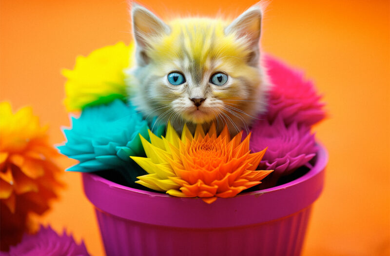 Rainbow Kitten Cat Free Stock Photo