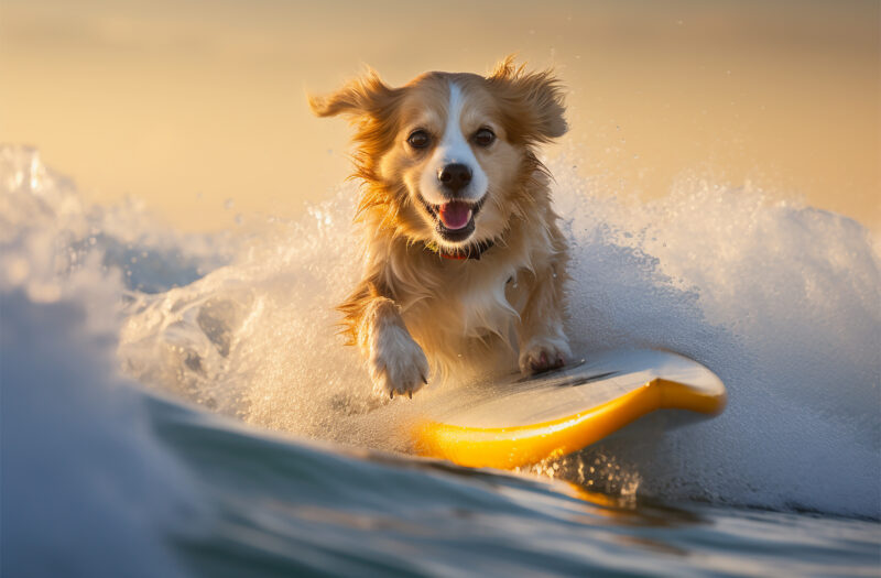 Surfing Dog Animal Free Stock Photo